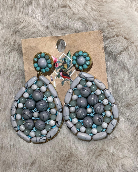 Pendientes bolitas azul