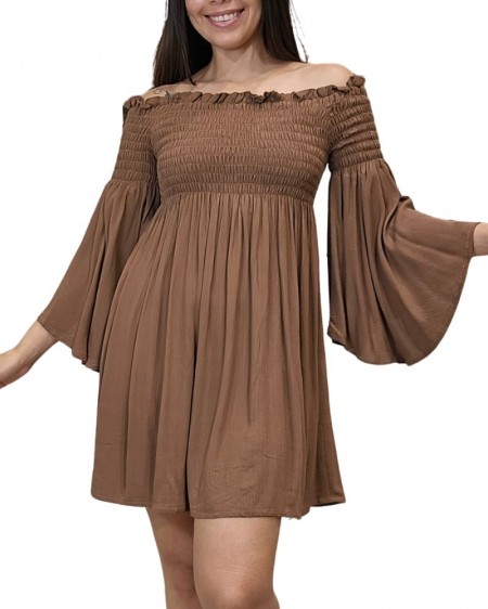 SHORT DRESS GRANA CHOCO