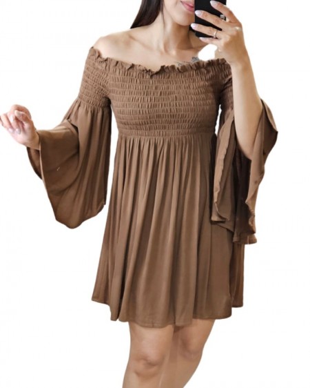 SHORT DRESS GRANA CHOCO