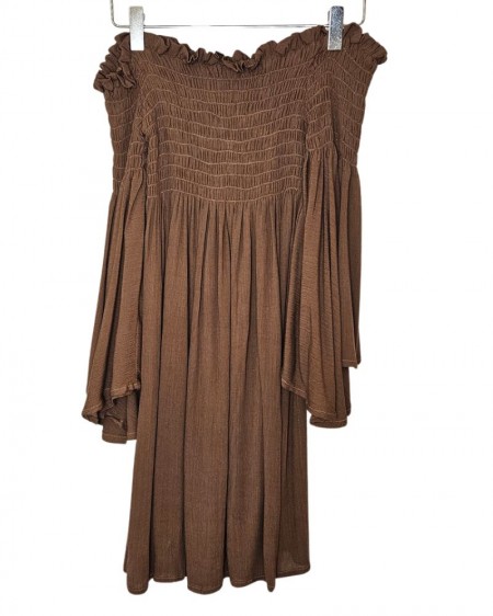 SHORT DRESS GRANA CHOCO