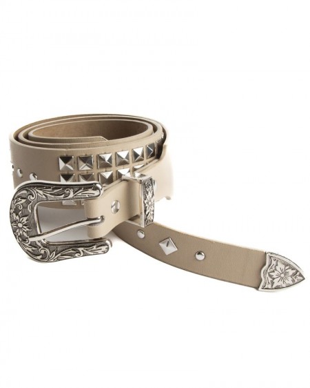 CINTURÓN TACHAS BEIGE