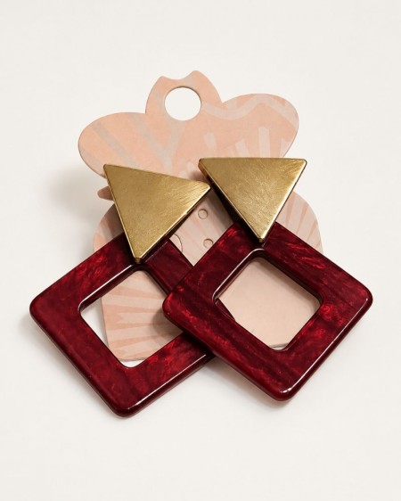 PENDIENTES SQUARE BURDEOS