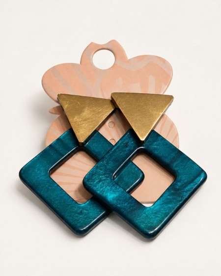 PENDIENTES SQUARE TURQUESA