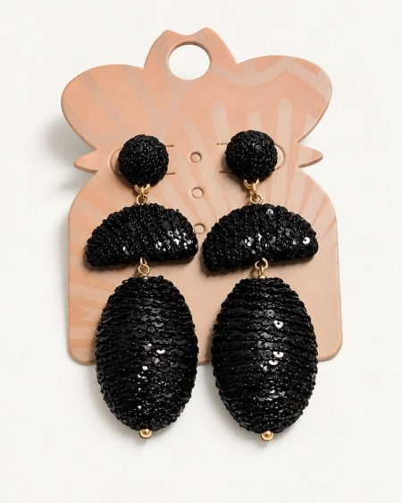 PENDIENTES LENTEJUELA NEGRO
