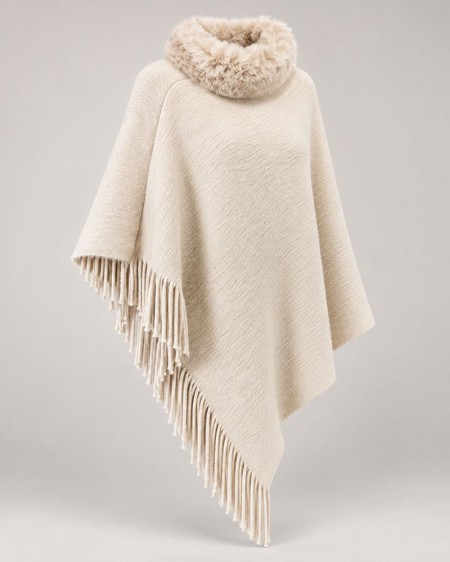 PONCHO NEVADA BLANCO ROTO